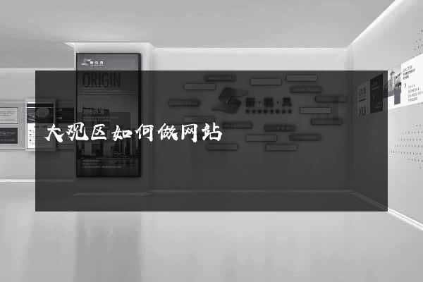 大观区如何做网站