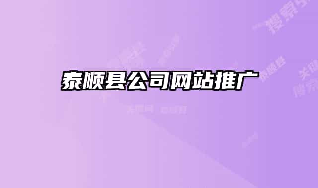泰顺县公司网站推广