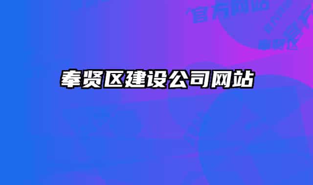 奉贤区建设公司网站