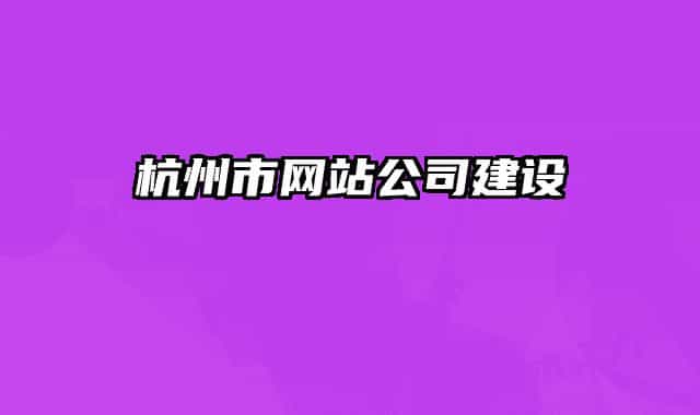 杭州市网站公司建设