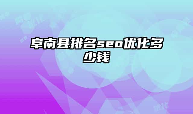 阜南县排名seo优化多少钱