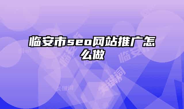 临安市seo网站推广怎么做