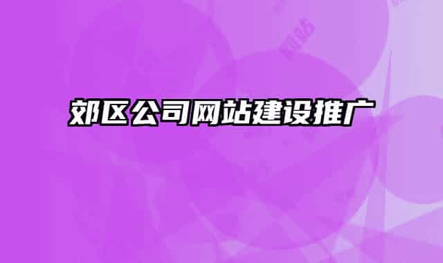 郊区公司网站建设推广