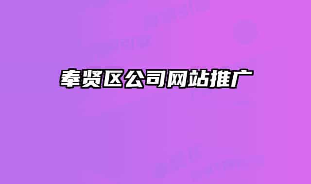 奉贤区公司网站推广