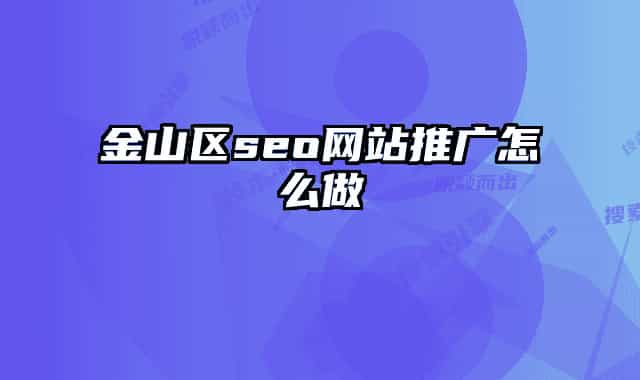 金山区seo网站推广怎么做