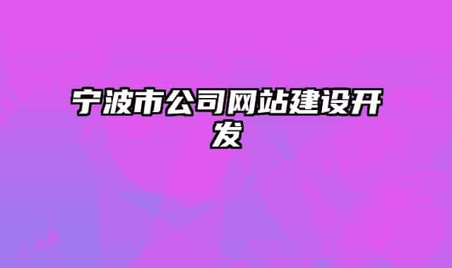 宁波市公司网站建设开发