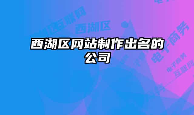 西湖区网站制作出名的公司