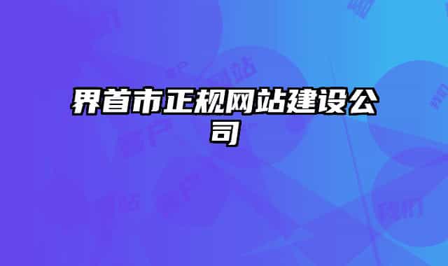界首市正规网站建设公司