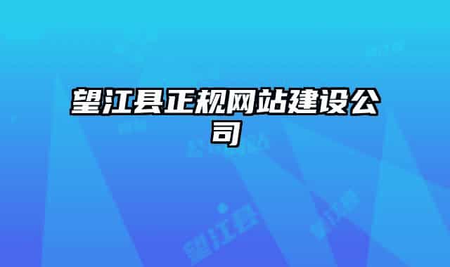 望江县正规网站建设公司