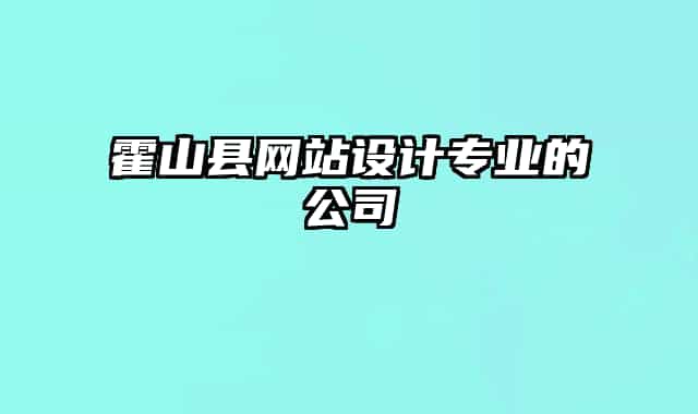 霍山县网站设计专业的公司