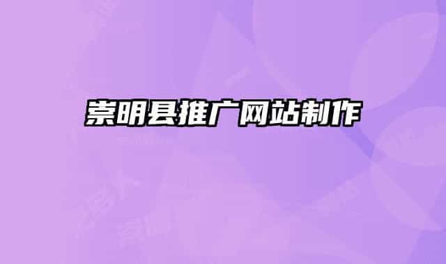 崇明县推广网站制作
