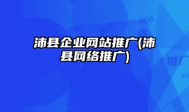 沛县企业网站推广(沛县网络推广)
