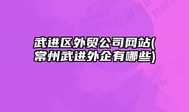 武进区外贸公司网站(常州武进外企有哪些)
