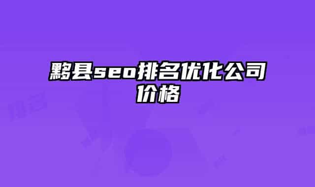 黟县seo排名优化公司价格