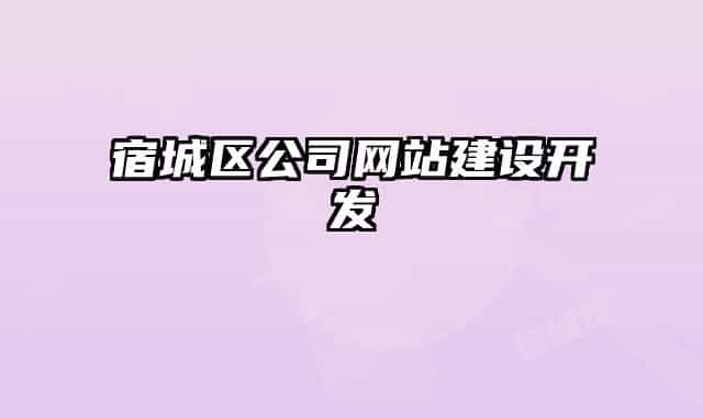 宿城区公司网站建设开发