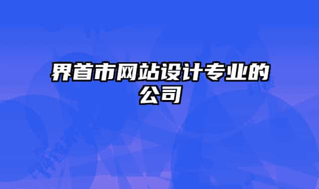界首市网站设计专业的公司