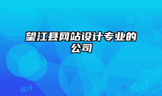 望江县网站设计专业的公司
