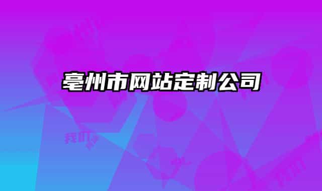 亳州市网站定制公司