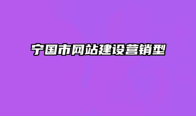 宁国市网站建设营销型