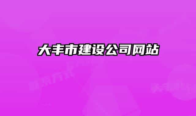 大丰市建设公司网站