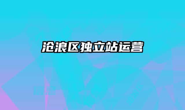 沧浪区独立站运营