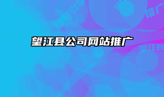 望江县公司网站推广