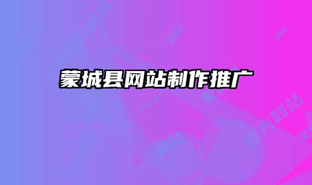 蒙城县网站制作推广