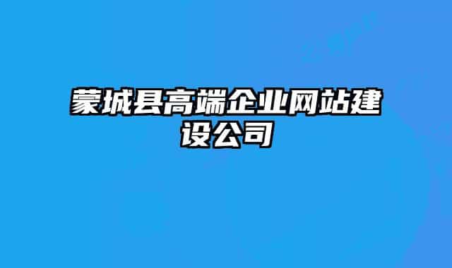 蒙城县高端企业网站建设公司