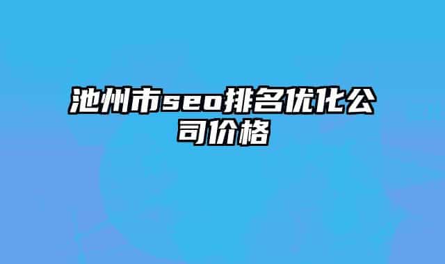 池州市seo排名优化公司价格
