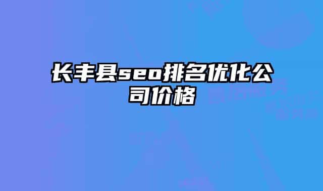 长丰县seo排名优化公司价格