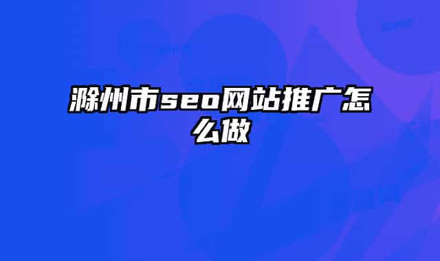 滁州市seo网站推广怎么做