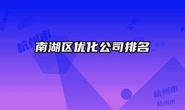 南湖区优化公司排名
