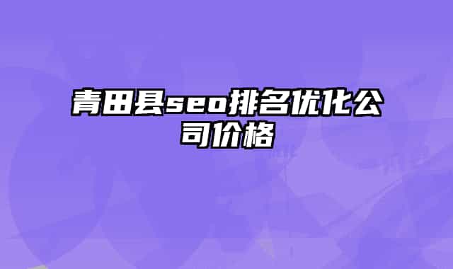青田县seo排名优化公司价格