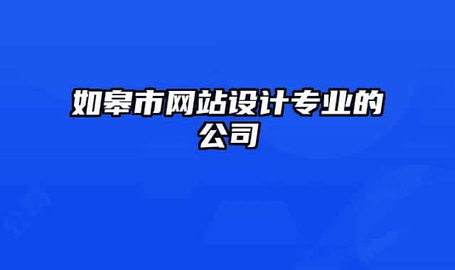 如皋市网站设计专业的公司
