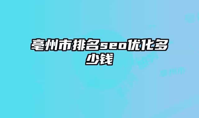 亳州市排名seo优化多少钱