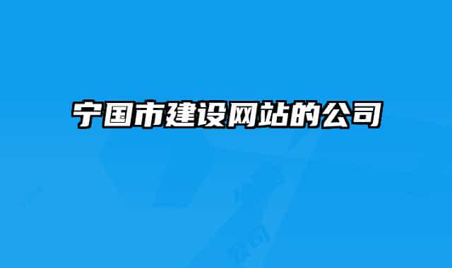 宁国市建设网站的公司