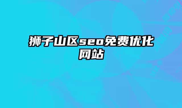 狮子山区seo免费优化网站