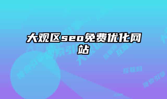 大观区seo免费优化网站