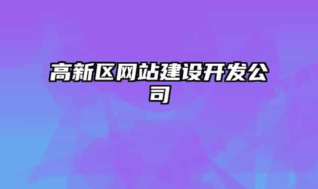 高新区网站建设开发公司