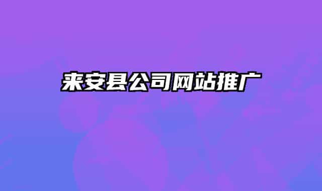 来安县公司网站推广