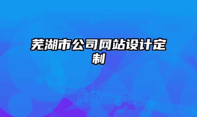 芜湖市公司网站设计定制