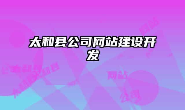 太和县公司网站建设开发