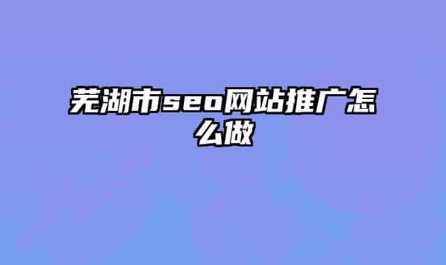 芜湖市seo网站推广怎么做