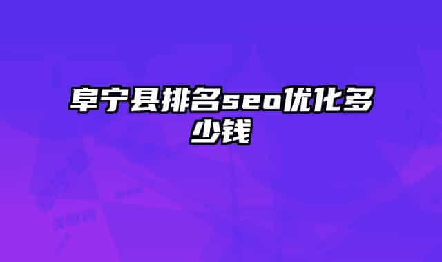 阜宁县排名seo优化多少钱