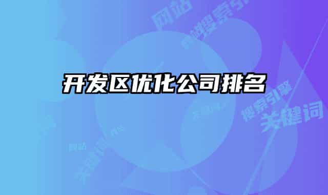 开发区优化公司排名