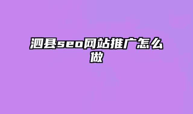 泗县seo网站推广怎么做