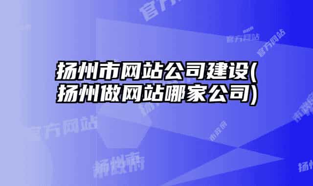 扬州市网站公司建设(扬州做网站哪家公司)