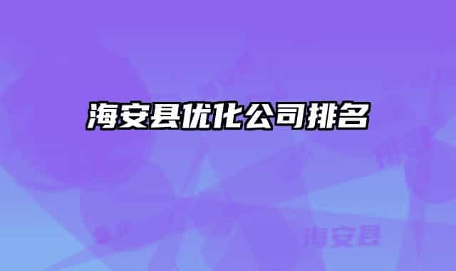 海安县优化公司排名