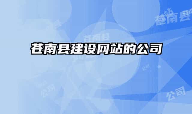 苍南县建设网站的公司