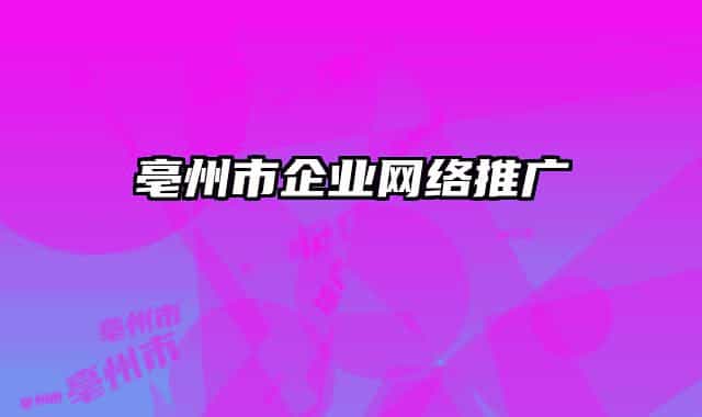 亳州市企业网络推广